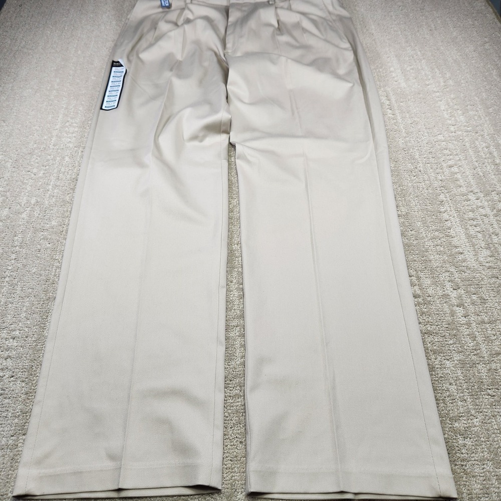 JM Haggar Pants Men 38x34 Pleated High Rise Premium Comfort Trouser Beige NEW